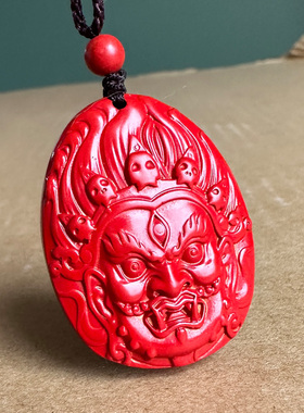 高含量朱砂黄财神吊坠 男女随身大黑天藏教天师钟馗挂件项链