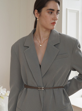 panlulupan设计真皮磨砂细腰带