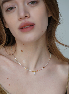 复古碎银锆石手工钩针编织女项链