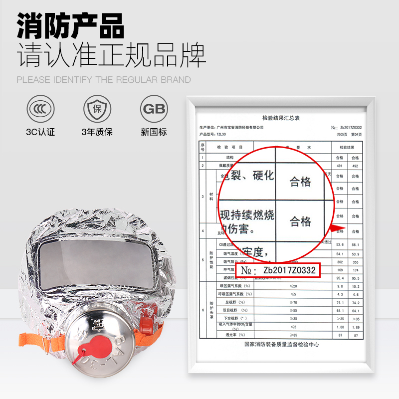 消防面具防毒防烟防火面罩家用火灾逃生自救呼吸器过滤式3C认证 - 图2