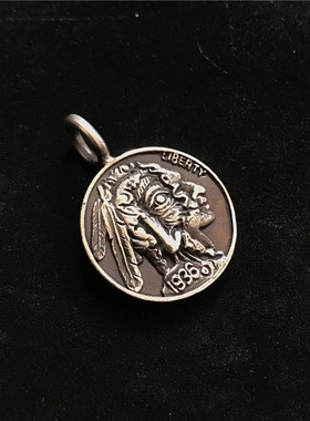 硬币吊坠百搭复古纯银手工