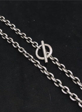 千银厚果925银椭圆链男女项链