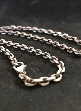 4mm粗太角链情侣千银厚果银