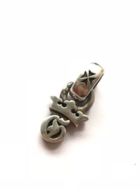 十字花皇冠男女士摇滚925银吊坠