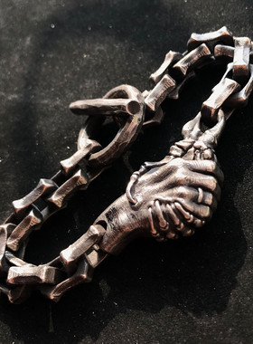 棱角恶魔交易10mm焊接925银手链