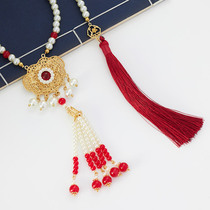 Flag Platinum Children Necklace Girl Hanfu Jewelry Baby Matt Dress Princess Ornaments Little Girl Accessories to Necklace Pendant