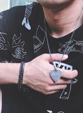 复古吉他拨片情侣钛钢钢吊坠吊坠