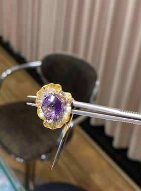 实物拍摄意大利款女士马眼紫水晶戒指S925精工度银活口紫水晶戒指