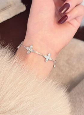 韩系清冷氛围感银色花朵手链高颜值百搭时尚个性气质女手链