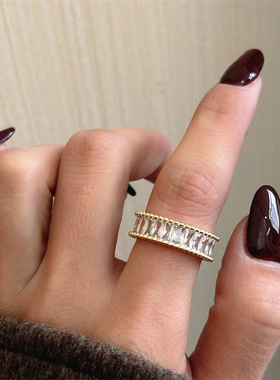 vintage高级感复古拉丝宽版戒指小众设计感个性百搭中古风轻奢