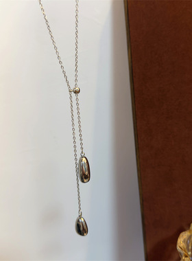 冷淡风水滴吊坠项链韩系简约高级感毛衣链小众时尚百搭秋冬配饰