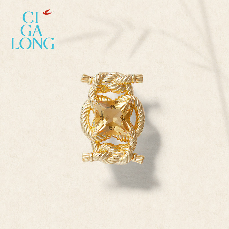 [新品]CIGALONG龙梓嘉如意结黄水晶胸针耳钉戒指原创新中式珠宝,淘宝优惠券,粉丝福利购,淘宝优惠卷