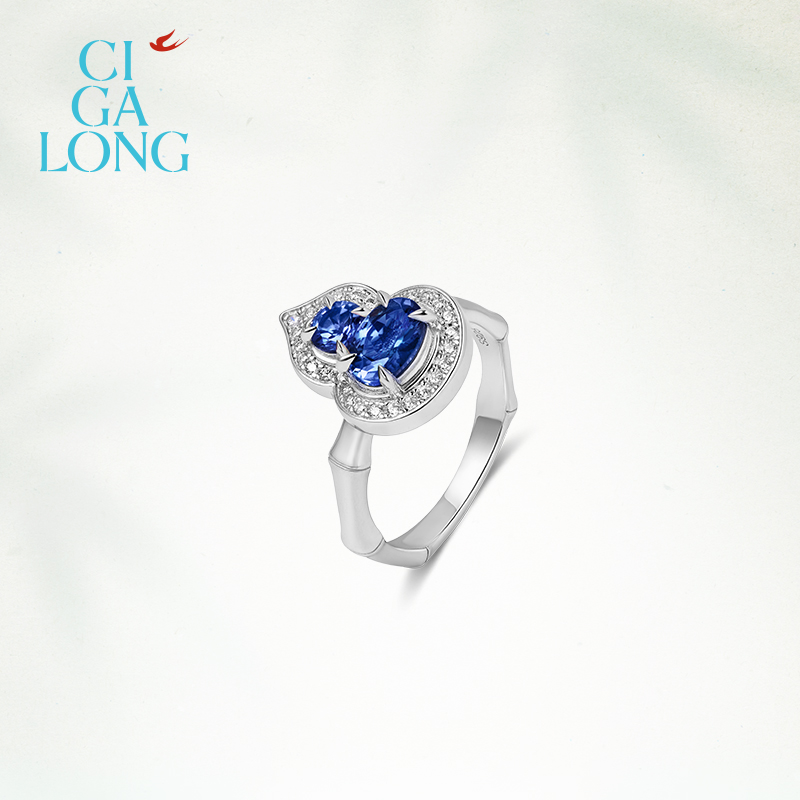 CIGALONG龙梓嘉小葫芦合成蓝宝石项链耳钉戒指东方悠然新中式珠宝 - 图2