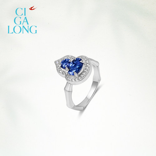 CIGALONG龙梓嘉小葫芦合成蓝宝石项链耳钉戒指东方悠然新中式珠宝 - 图2