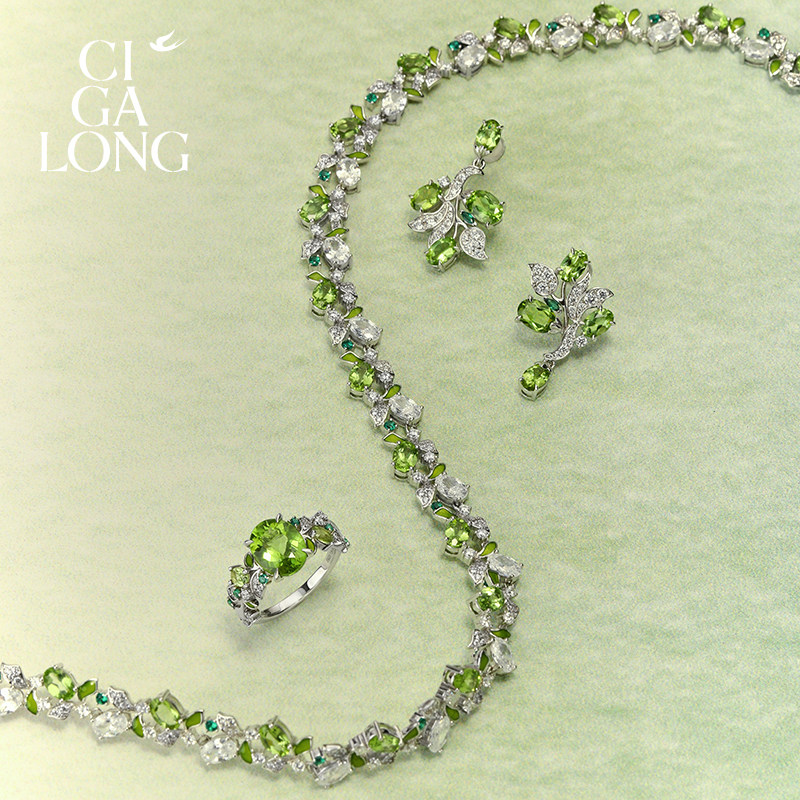 CIGALONG龙梓嘉橄榄石戒指耳钉山海新中式珠宝新年礼物,淘宝优惠券,粉丝福利购,淘宝优惠卷