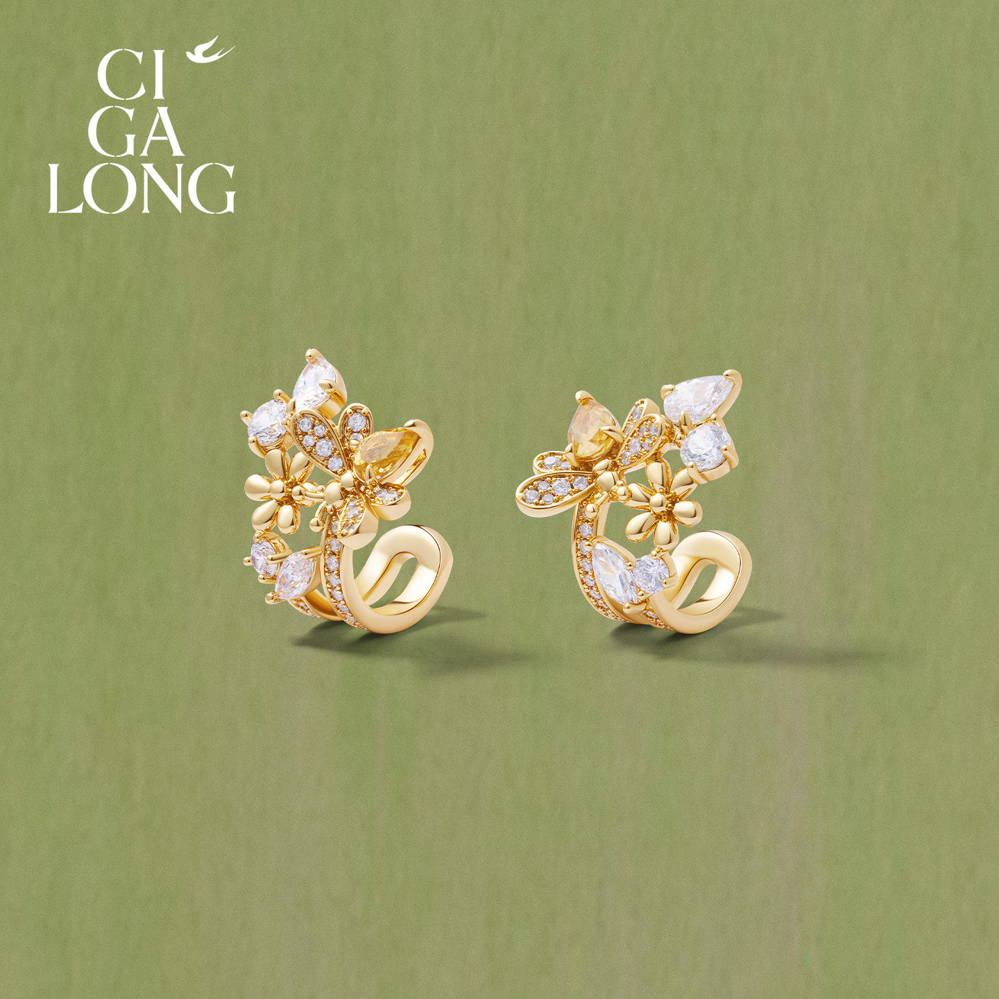New product purchase coupons CIGALONG Long Zijia Bee Nectar Citrine Necklace Earrings Ring Chinese Jewelry