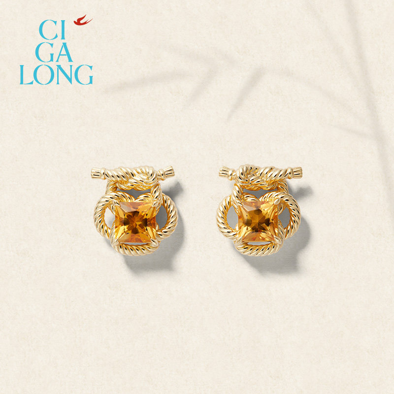 [新品]CIGALONG龙梓嘉如意结黄水晶胸针耳钉戒指原创新中式珠宝,淘宝优惠券,粉丝福利购,淘宝优惠卷