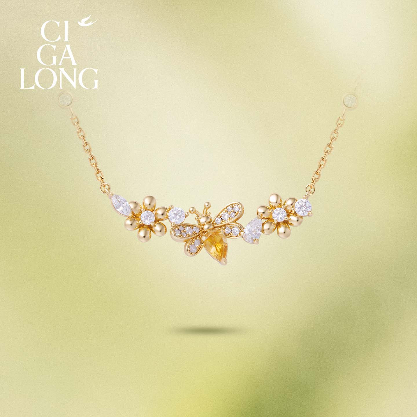 New product purchase coupons CIGALONG Long Zijia Bee Nectar Citrine Necklace Earrings Ring Chinese Jewelry