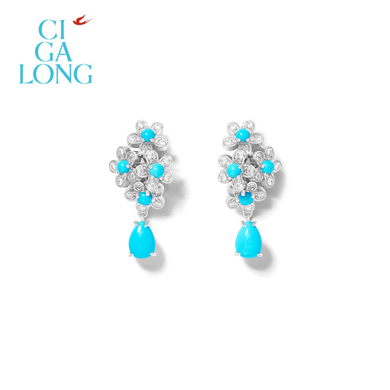 CIGALONG scattered green pine earrings