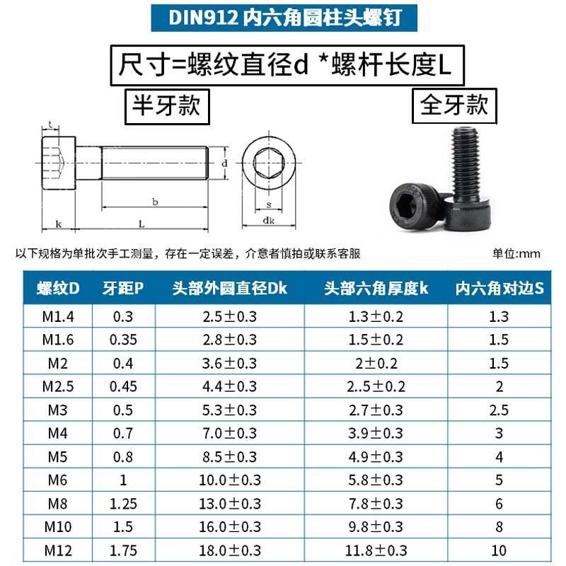 细牙内六角螺丝12.9级细丝螺杆螺栓M8*1M10*1.2/M12*1.25M16x1.5 - 图1