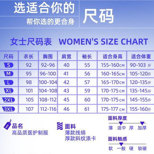 护士服女款长袖套装偏襟圆领美容院药店医生医学蓝色工作服短大褂 - 图3