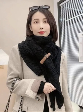 秋冬针织休闲女士百搭三角形披肩