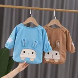 Детский водонепроницаемый фартук, демисезонный вельветовый лонгслив подходит для мужчин и женщин, нагрудник для еды, анти-грязь, сзади на завязках