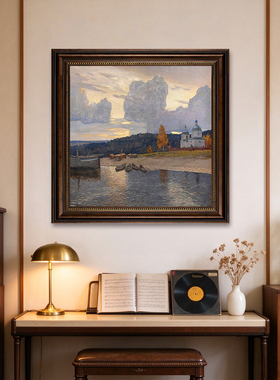 欧式复古风景装饰画古典建筑河流风景名画复刻挂画餐厅书房壁画