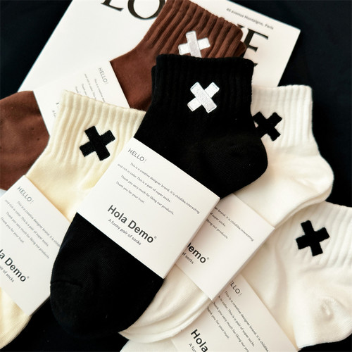 袜子男士中筒袜纯棉防臭吸汗黑色短袜男潮ins女袜白色运动袜男生 - 图2