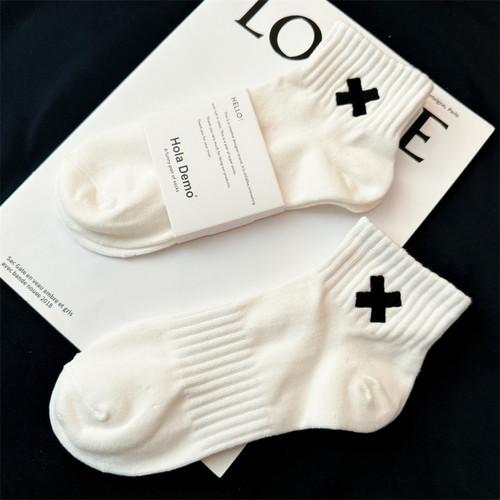 袜子男士中筒袜纯棉防臭吸汗黑色短袜男潮ins女袜白色运动袜男生 - 图1