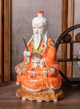 鸿钧道人供奉祖师摆件陶瓷佛像