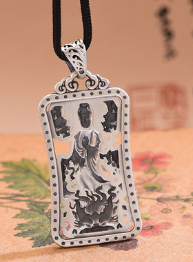 送男友吊坠男五龙观音复古个性方牌挂坠饰品守护神护身符