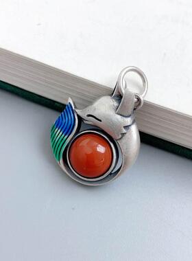 南红玛瑙狐狸项链女锁骨链如意复古风简约动物吊坠饰品