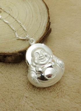 2025新款小众简约镀银佛吊坠银项链女弥勒佛挂坠银饰品生日礼物