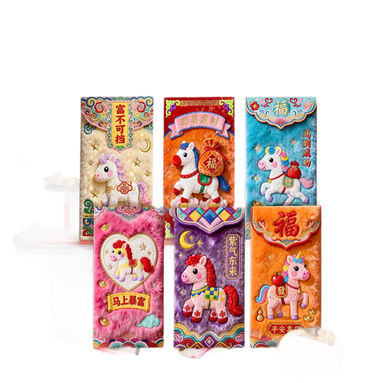 爆款2026马年5d平面仿毛绒刺绣风红包春节创意压岁拜年红包,淘宝优惠券,粉丝福利购,淘宝优惠卷