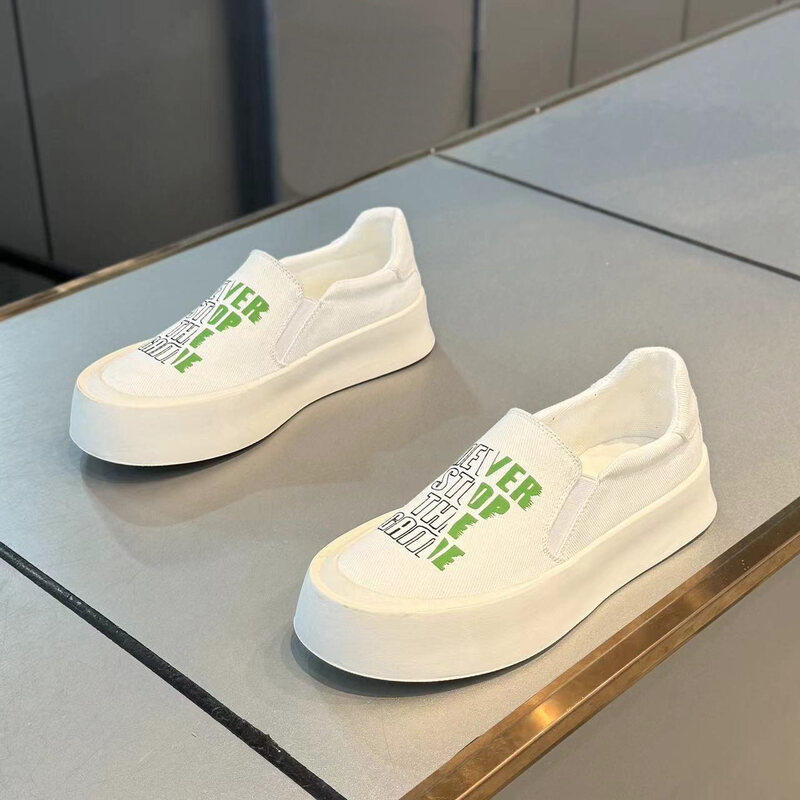 春季潮流百搭透气布面一脚蹬懒人鞋男厚底板鞋韩版时尚休闲帆布鞋,淘宝优惠券,粉丝福利购,淘宝优惠卷