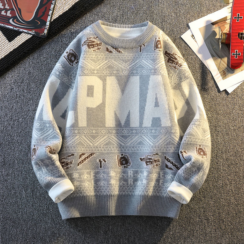 唐狮集团DESSO男装秋冬男拼色字母印花圆领毛衣宽松打底针织衫,淘宝优惠券,粉丝福利购,淘宝优惠卷