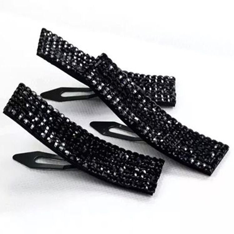 黑色满钻bb夹一字夹刘海发卡边夹顶夹碎发黑卡子女后脑勺头饰 - 图1