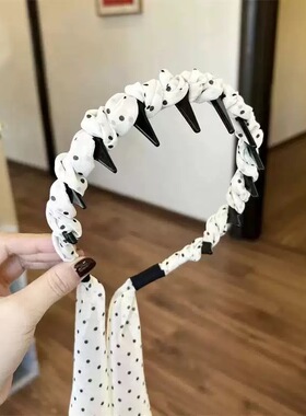豹纹波点带齿防滑显脸高颅发箍