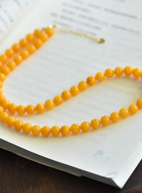 天然原矿鸡油黄老蜜蜡18K金高端珠宝首饰轻奢潮流时尚优雅气质女