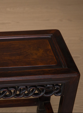 红木透雕绳纹方凳成堂