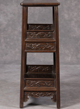 紫檀螭龙纹双层带屉架格