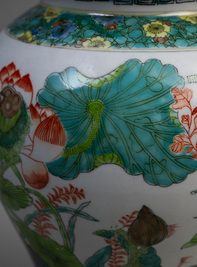 清代五彩一路连科将军罐