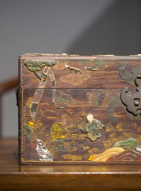 清代描金婴戏图文房红木百宝嵌