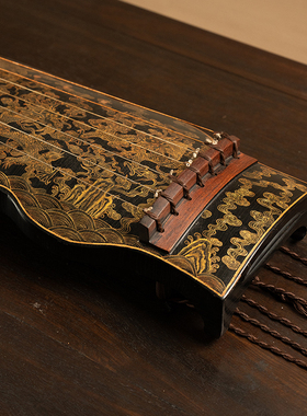 黑漆龙纹仲尼式古琴乐器