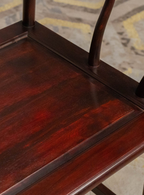 紫檀龙纹扶手官帽成套印度椅子