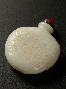 和田玉雕包福鼻烟壶摆件