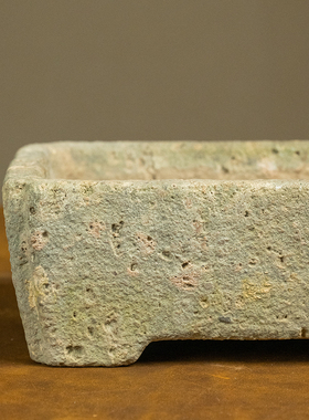 茶园青石委角方形赏盆