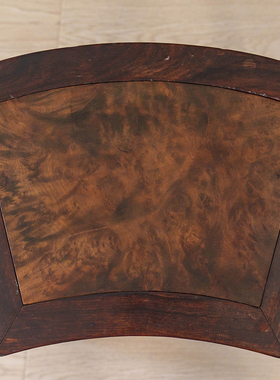 清代红木镶瘿木扇面形杌凳成堂