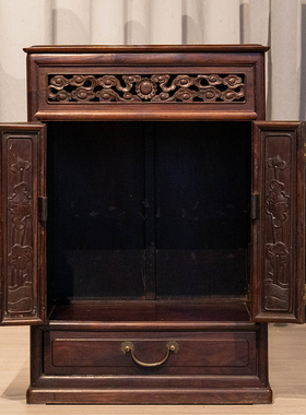 清代 红木荷花纹佛龛老物件文玩古董收藏客厅中式摆件老红木佛柜